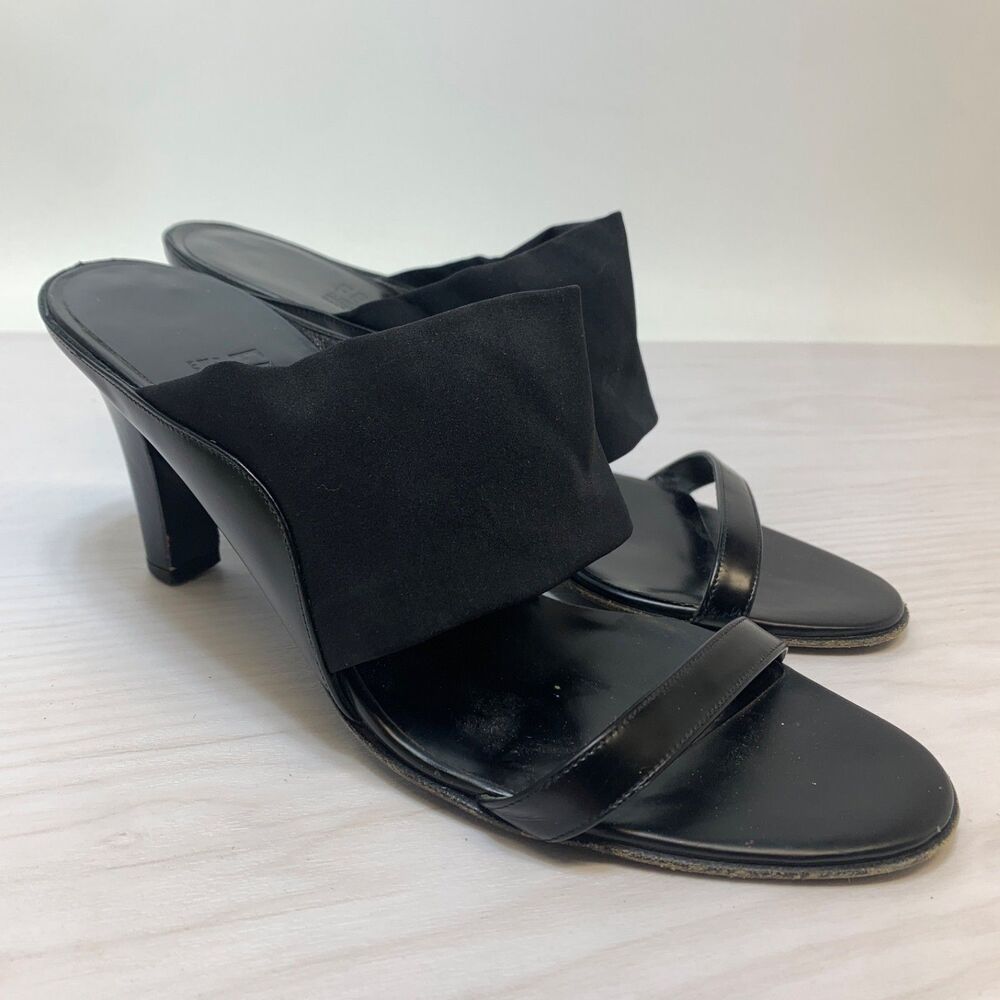 Salvatore Ferragamo Florence Womens Black Dual Strap‎ Mule Sandals Size 8.5B